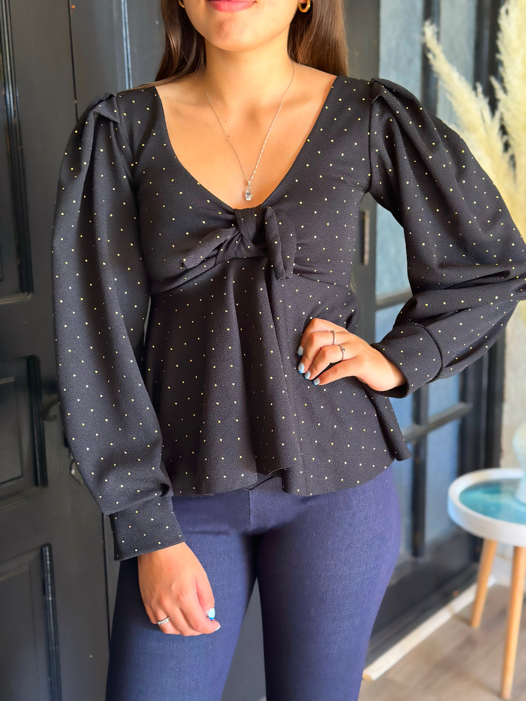 BLUSA PEPLUM POLKA GOLD