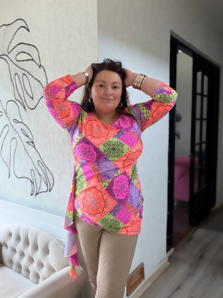 TOP RICH MANGA 3/4 ESTAMPA A ELECCION