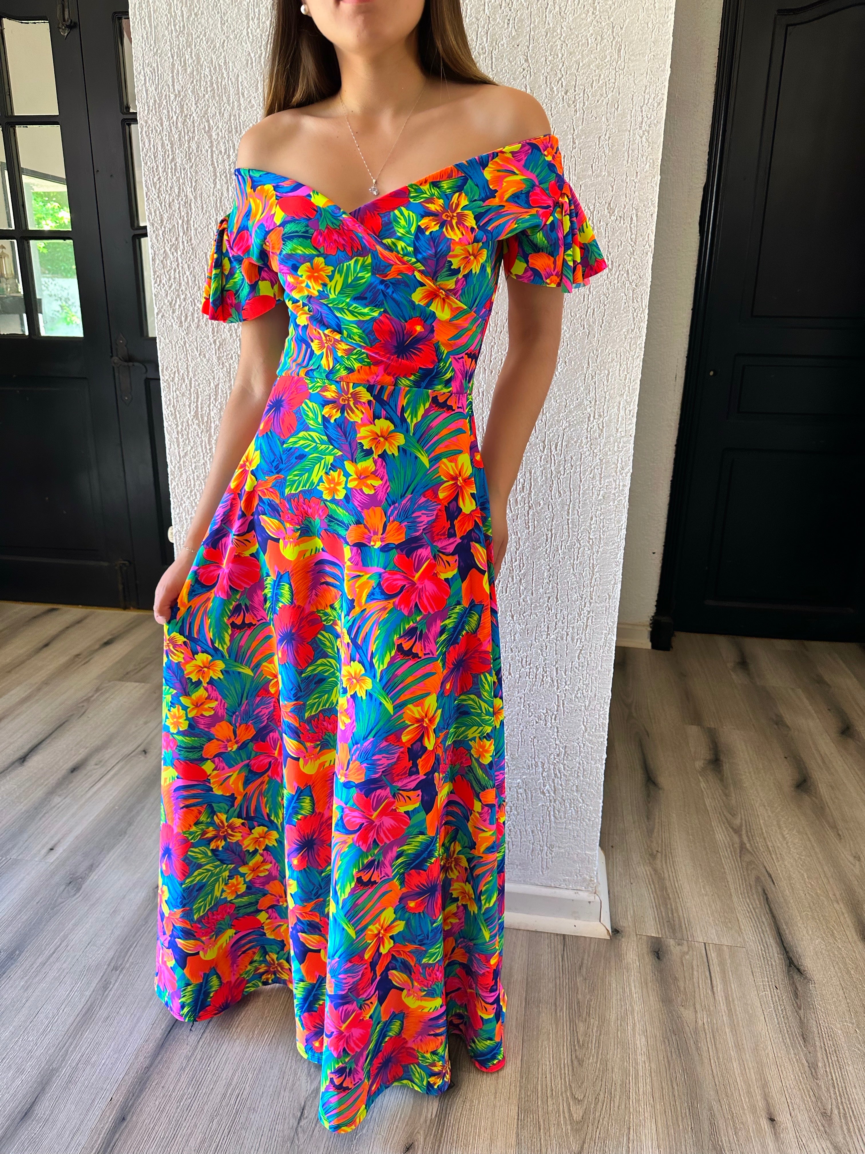 MAXI DRESS CRUZADO CARIBE