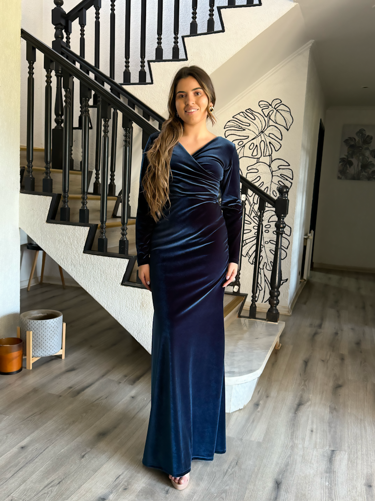 MAXI DRESS CRUZADO VELVET COLOR A ELECCION