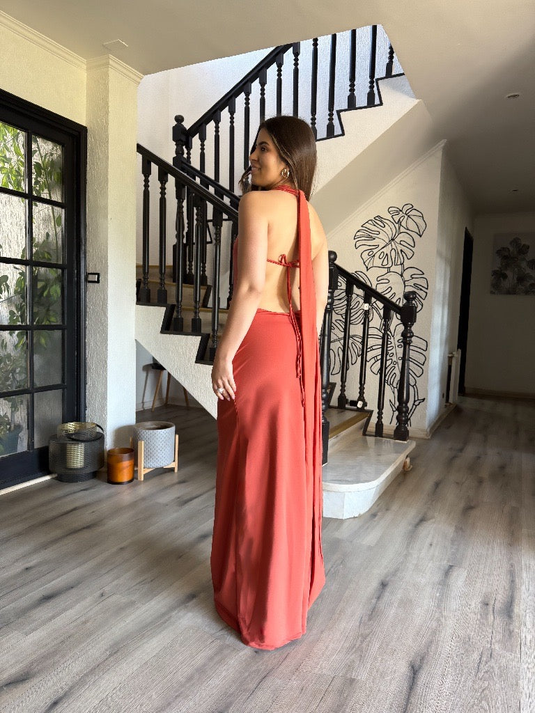 MAXI DRESS DRAPEADO COLOR A ELECCION