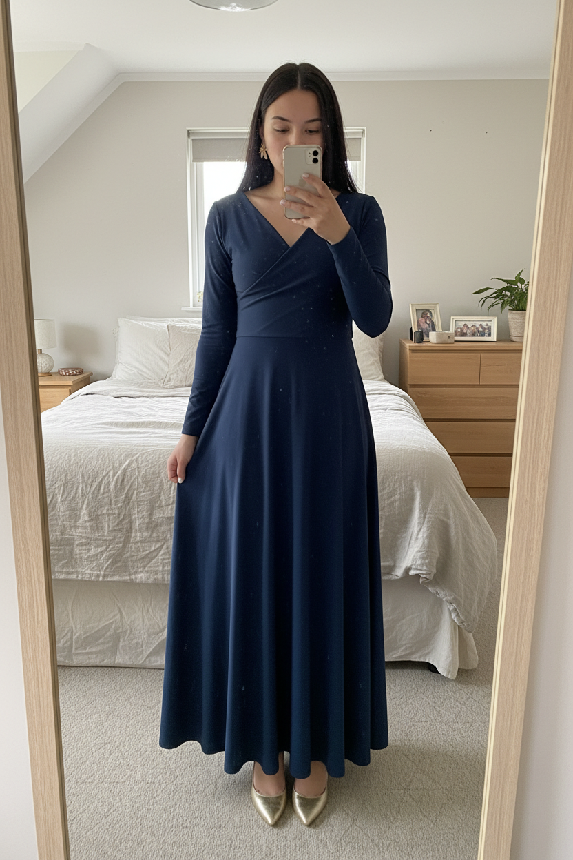 MAXI DRESS CRUZADO MANGA LARGA COLOR A ELECCION