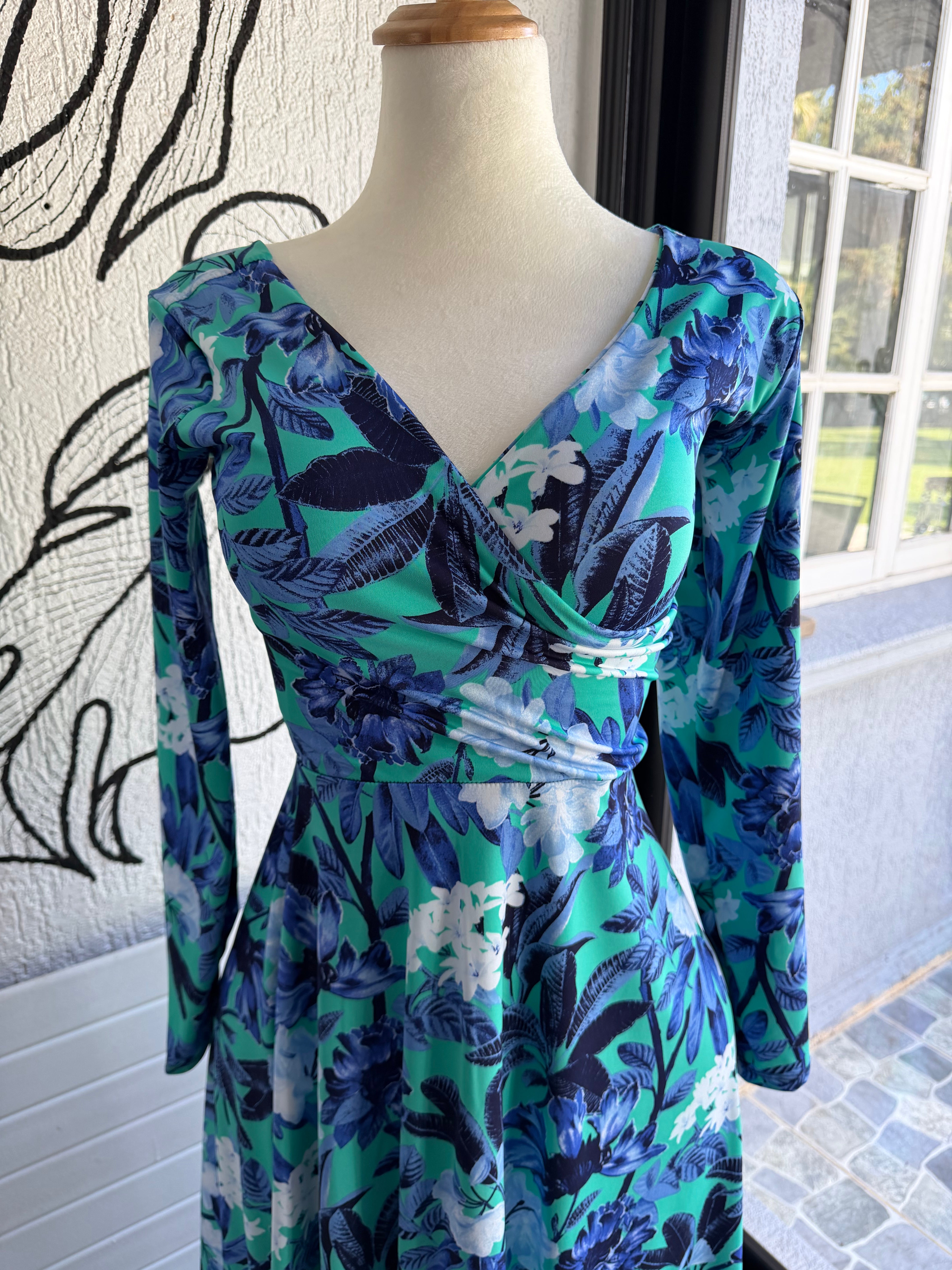 MAXI DRESS CRUZADO MANGA LARGA ESTAMPADO A ELECCION