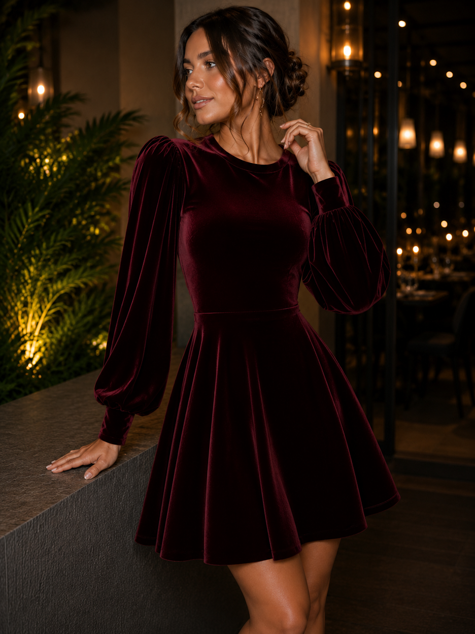 VESTIDO KHLOE VELVET SKATER COLOR A ELECCION