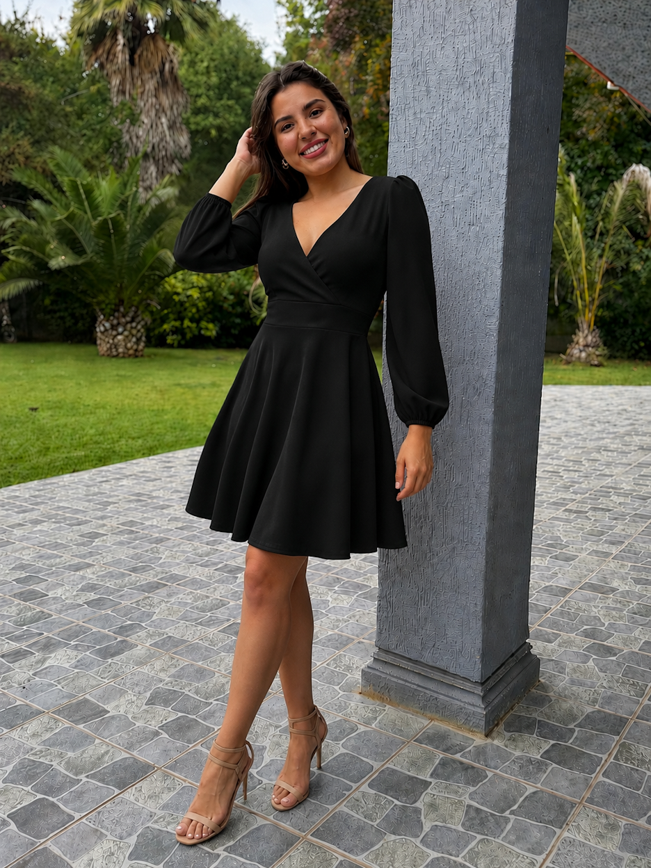 VESTIDO BRIANA SKATER CRUZADO COLOR A ELECCION
