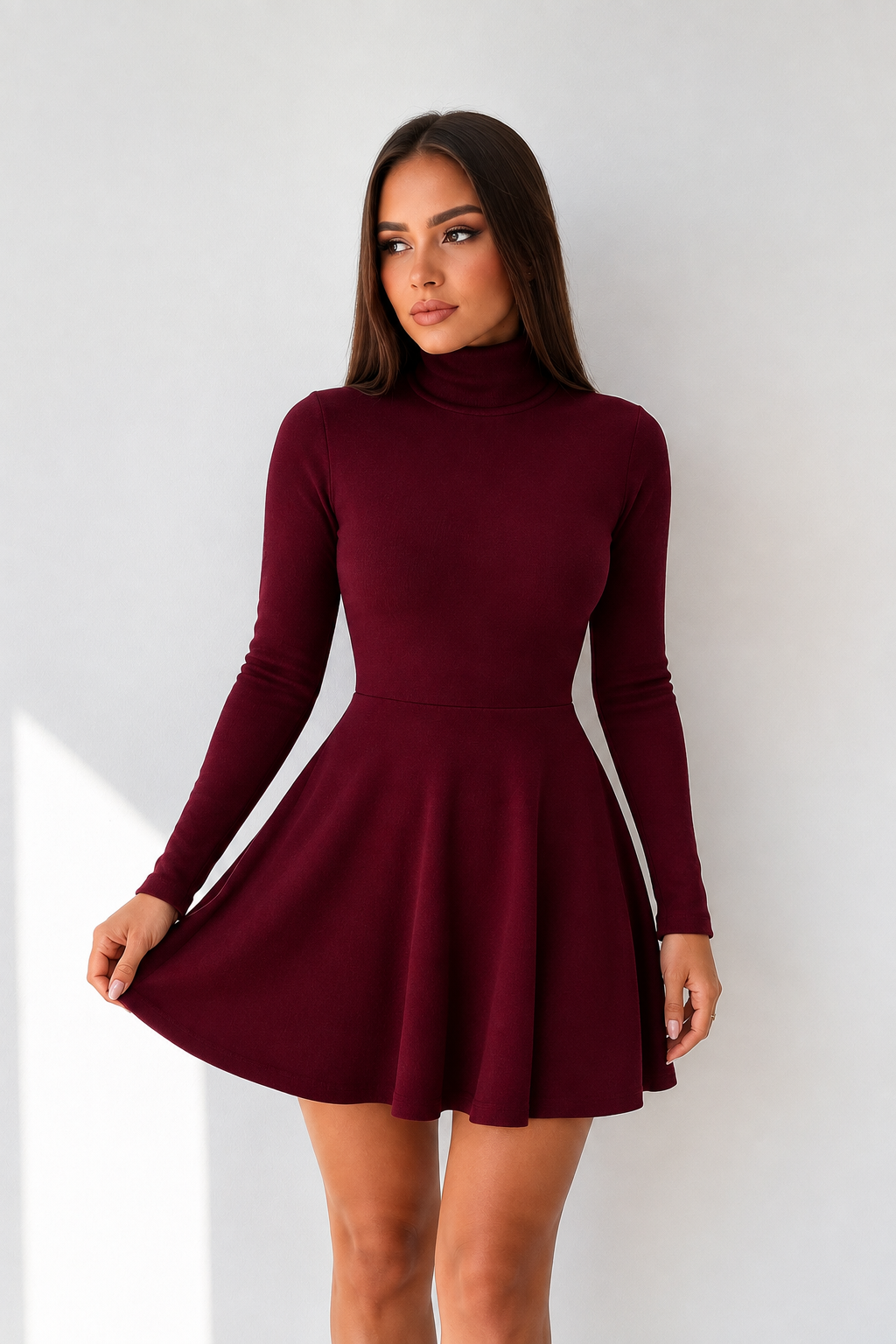 VESTIDO SKATER LANILLA BURDEO BEATLE