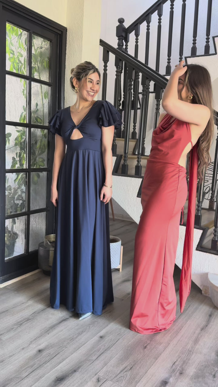 MAXI DRESS DRAPEADO COLOR A ELECCION