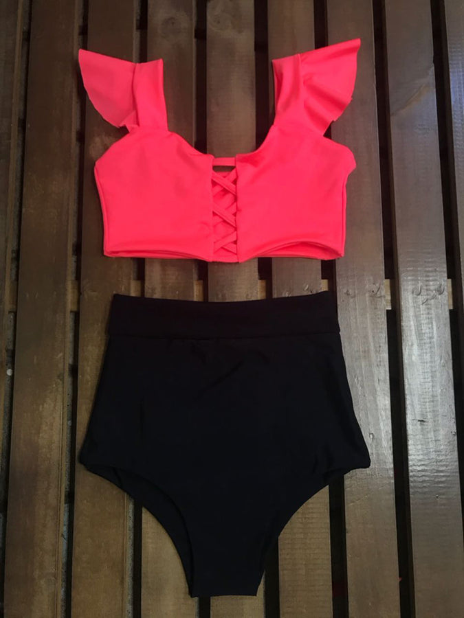 TOP CROSS VUELITOS COLOR A ELECCION + BOTTOMS BLACK A ELECCION