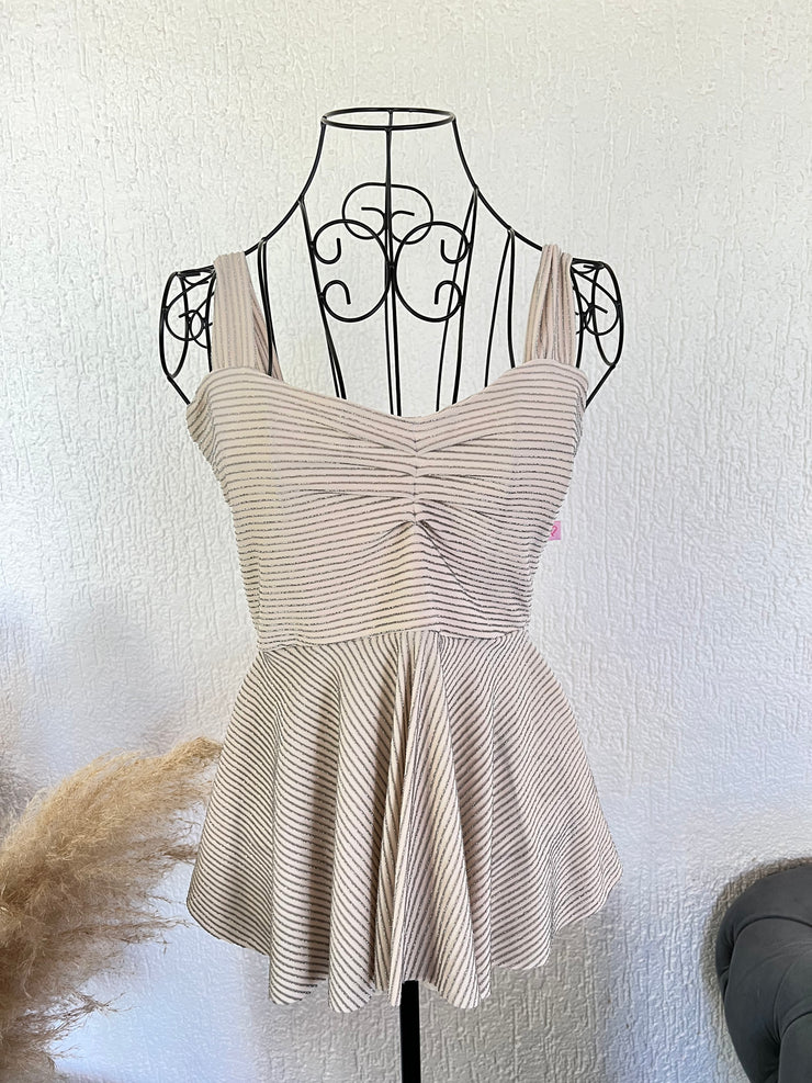 TOP PEPLUM CREAM SHINE