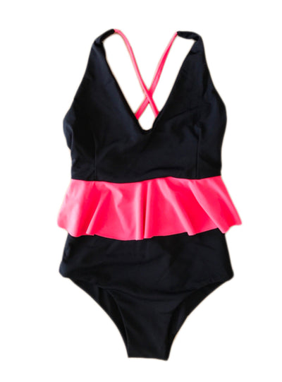 TRAJE DE BAÑO MIMI NEGRO VOLADO CORAL 